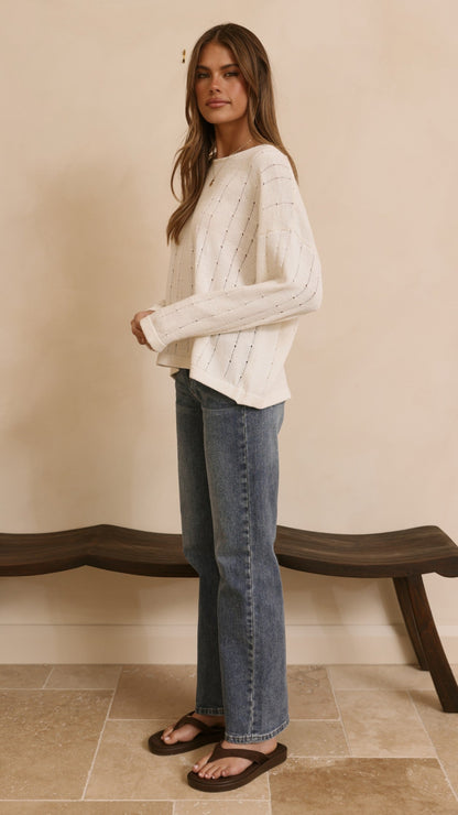 Mia Long Sleeve Top - Cream