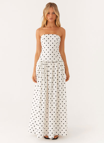 Andorra Maxi Dress - White Polkadot