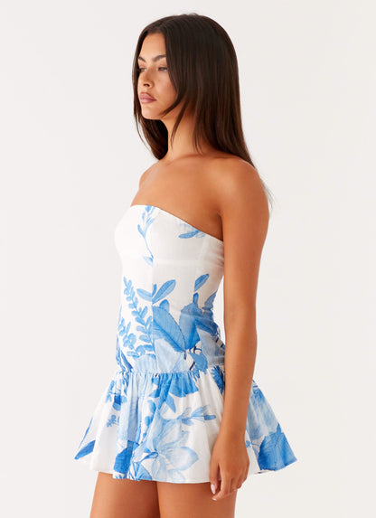 Mario Mini Dress - Blue Floral Print